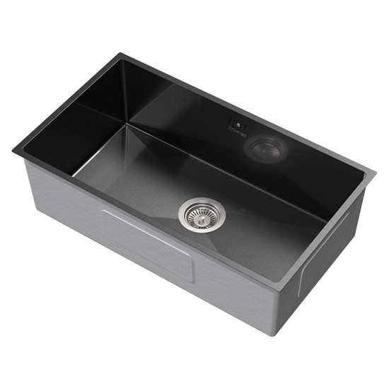 Fregadero xxl de cocina de un seno 70x40cm antracita con juego desagüe