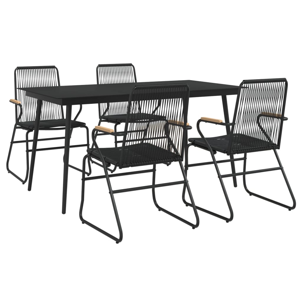 vidaXL juego de comedor de jardín 5 piezas ratán PVC negro