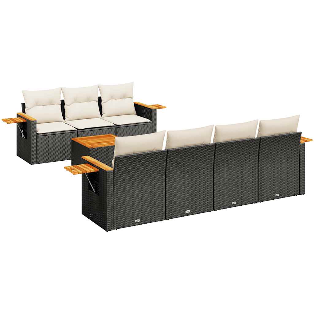 vidaXL set de sofás de jardín 8 piezas y cojines ratán sintético negro