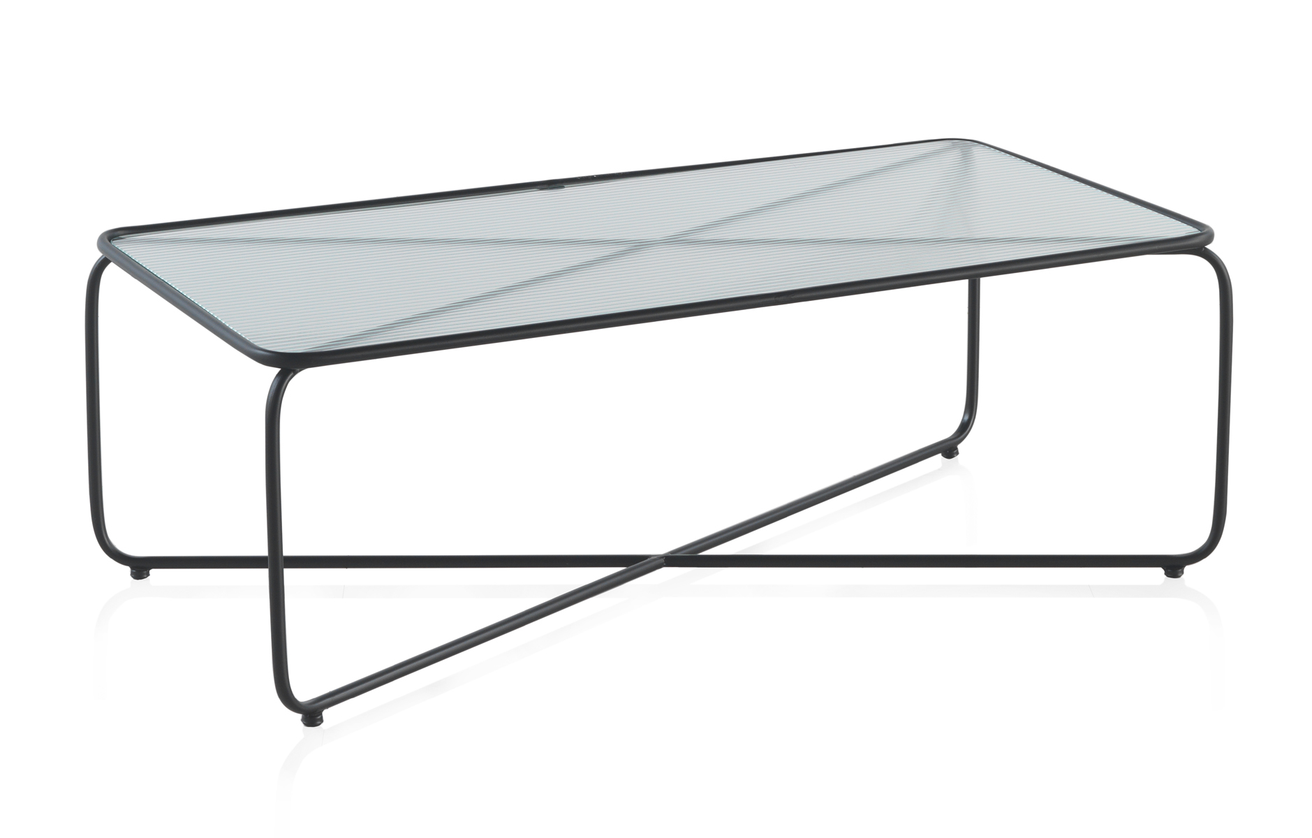 Mesa de centro de metal con tapa de cristal, 110x56x38cm