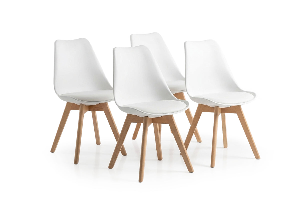 Silla estilo nordico blanco, 4 unidades