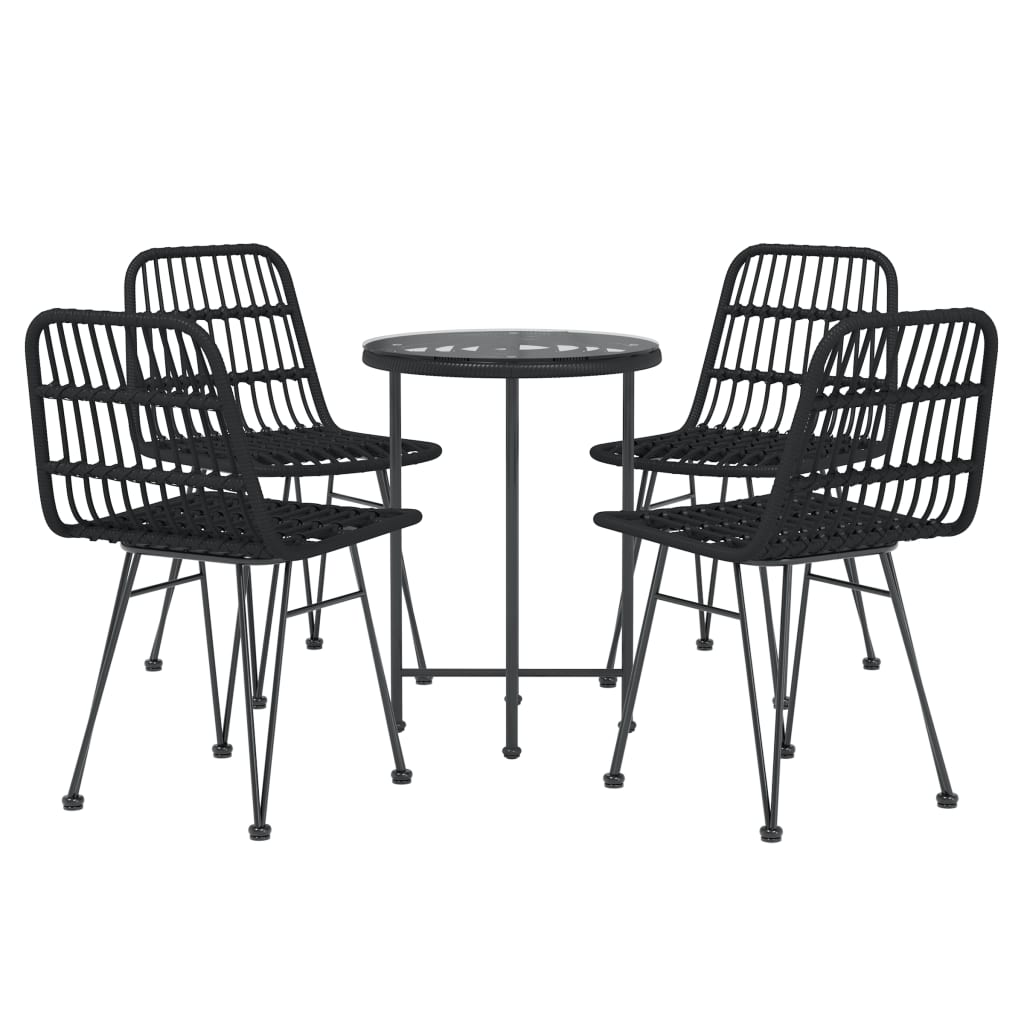 vidaXL juego de comedor de jardín 5 piezas ratán sintético negro