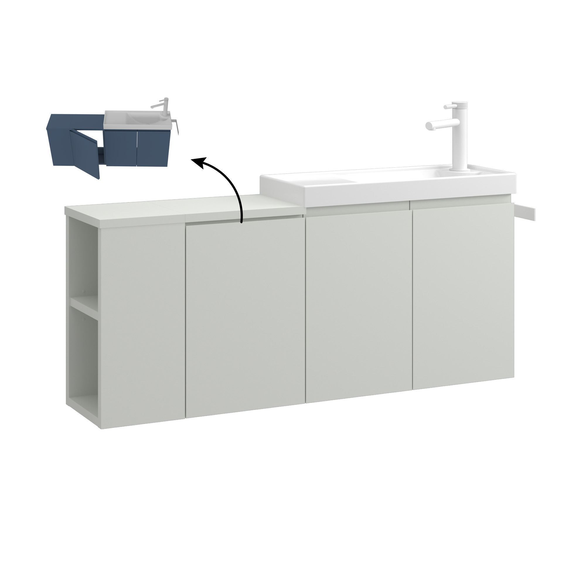Mueble para lavabo <<ferla 110>> - 110 x 22 x 45 cm - mate cashmere