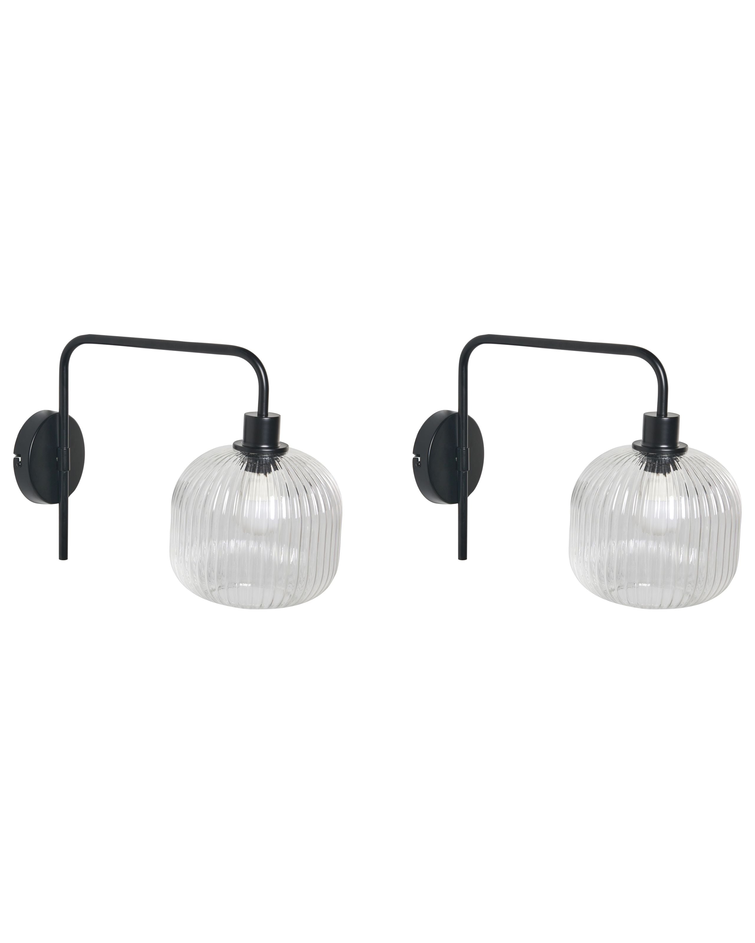 Conjunto de 2 lámparas de pared comapala metal negro