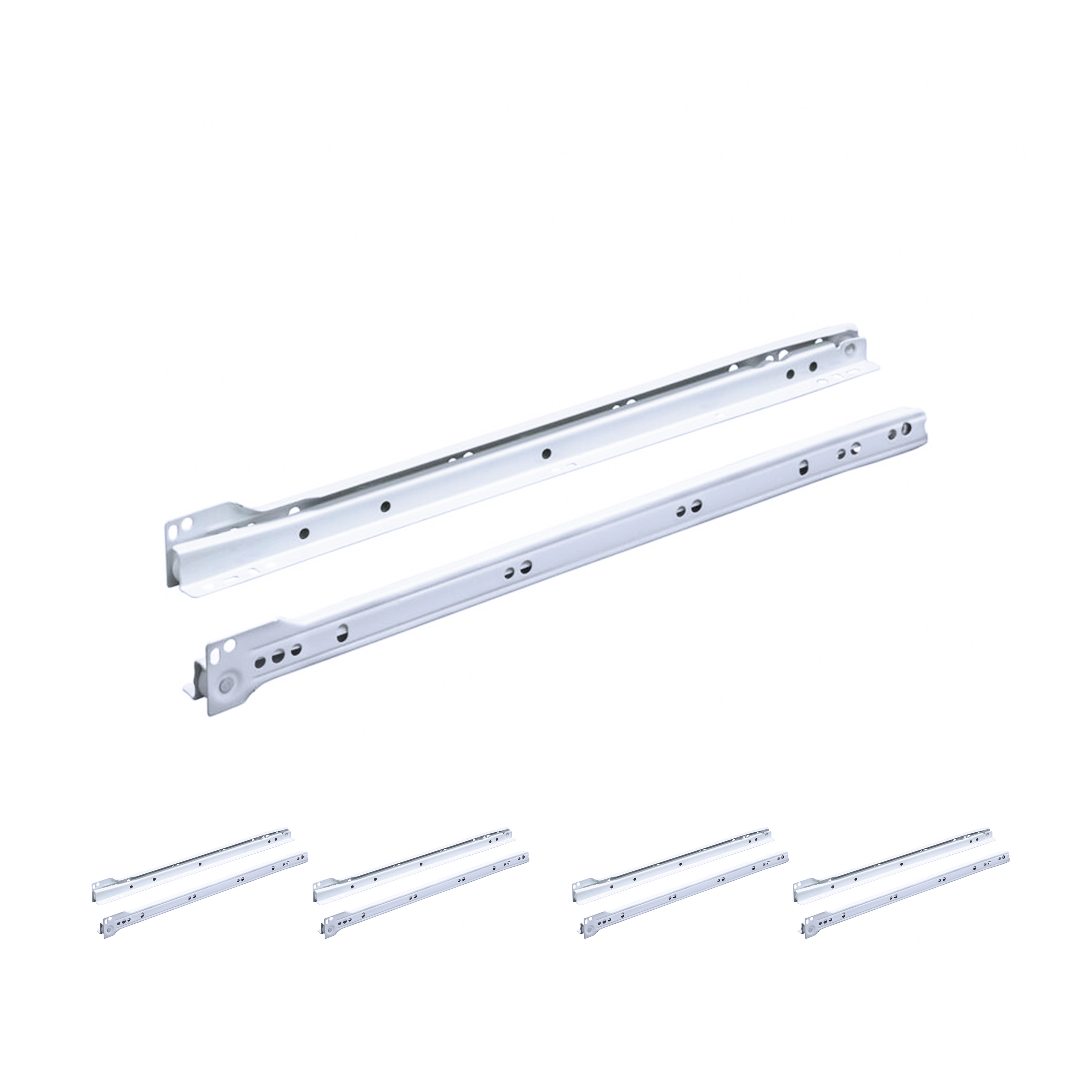 Guías para cajón 30 cm| parcial | f.inferior | 20kg | blanco | 5 unds