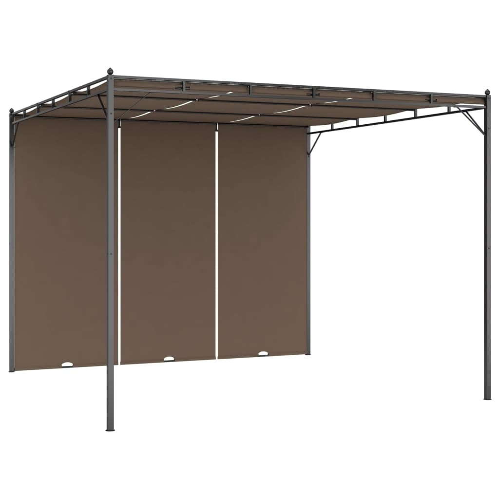 vidaXL cenador de jardín con cortina lateral gris taupe 3x3x2,25 m