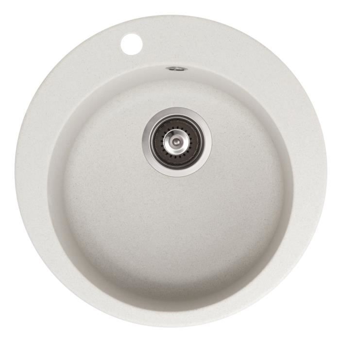 Fregadero - con granito, redondo blanco - 505 x 505 mm