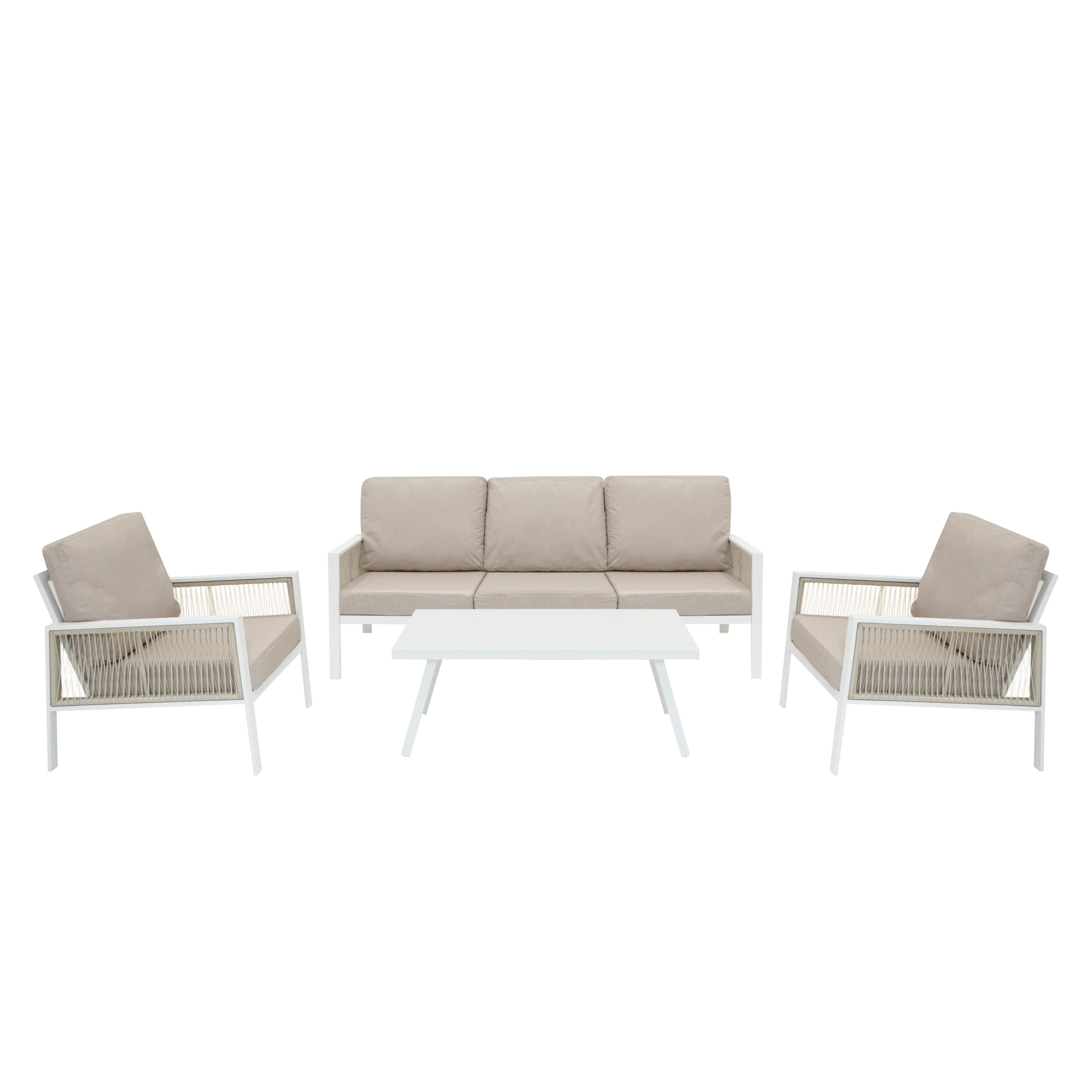 Conjunto para exteriores de aluminio 5 plazas - blanco