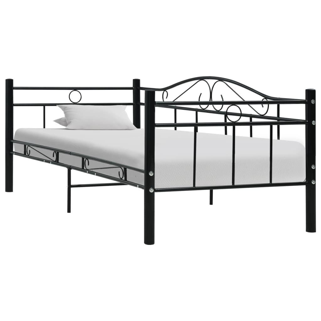 Cama 90x200 cm de metal negro