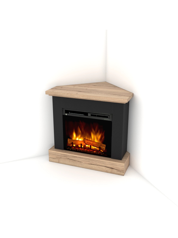 Chimenea eléctrica de esquina independiente yukon 23', negro/roble claro