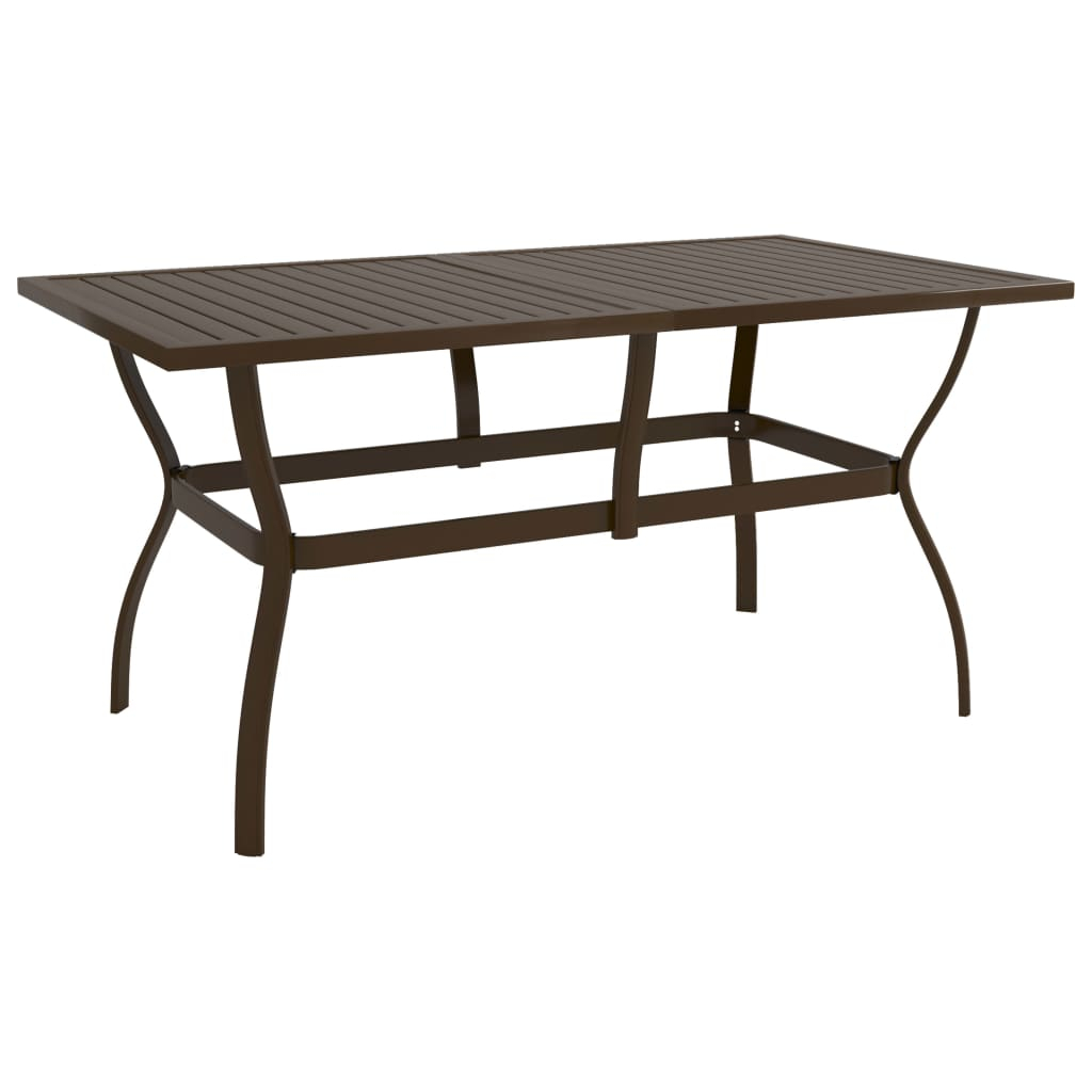 vidaXL mesa de jardín de acero marrón 140x80x72 cm