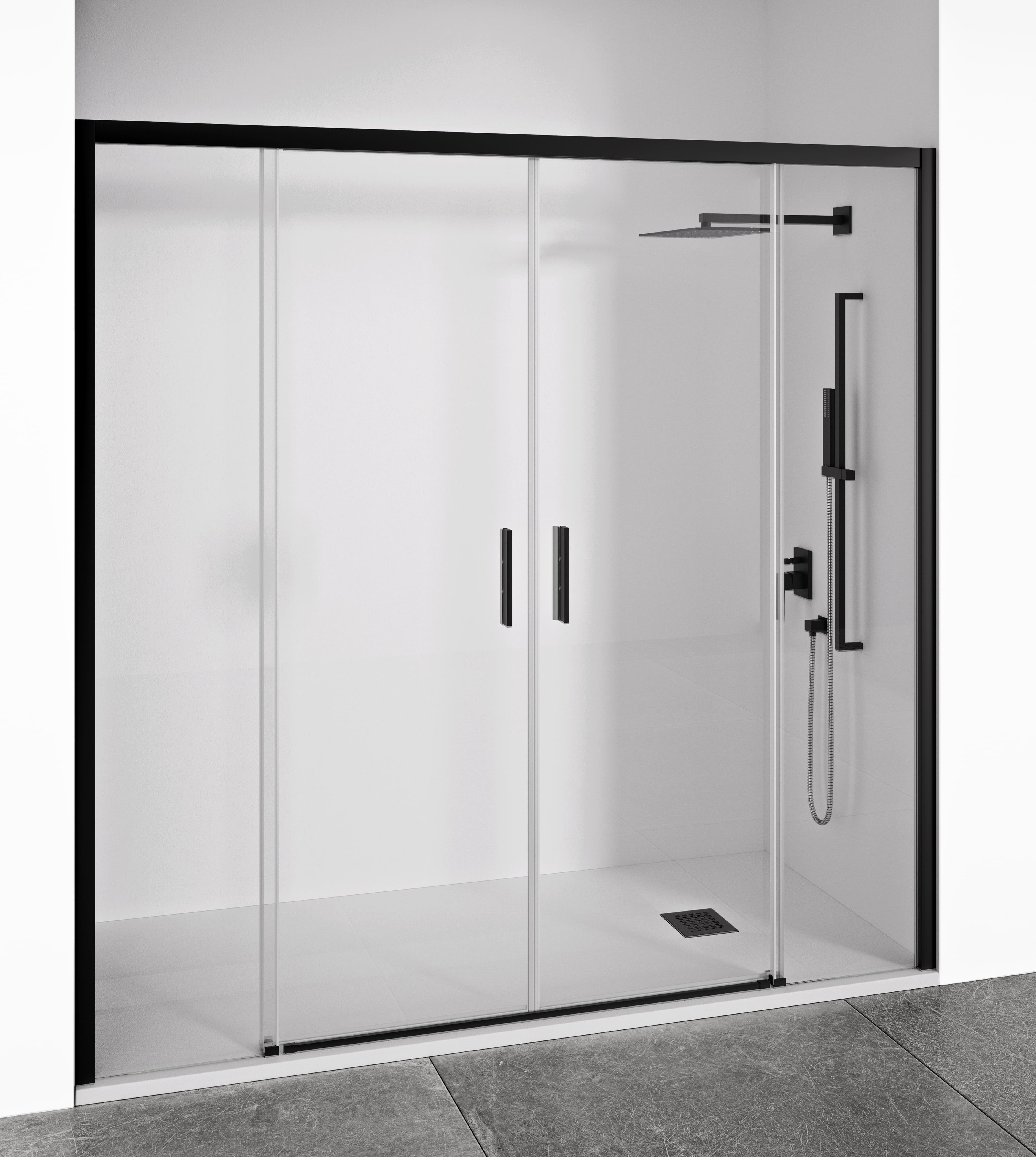 Mampara de ducha frontal negra 150-155 cm bellobath