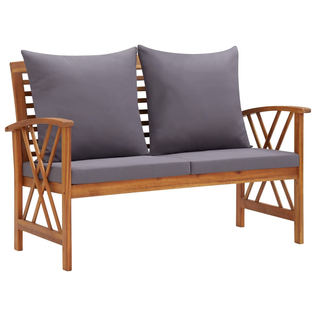vidaXL banco de jardín con cojines 119 cm madera maciza de acacia