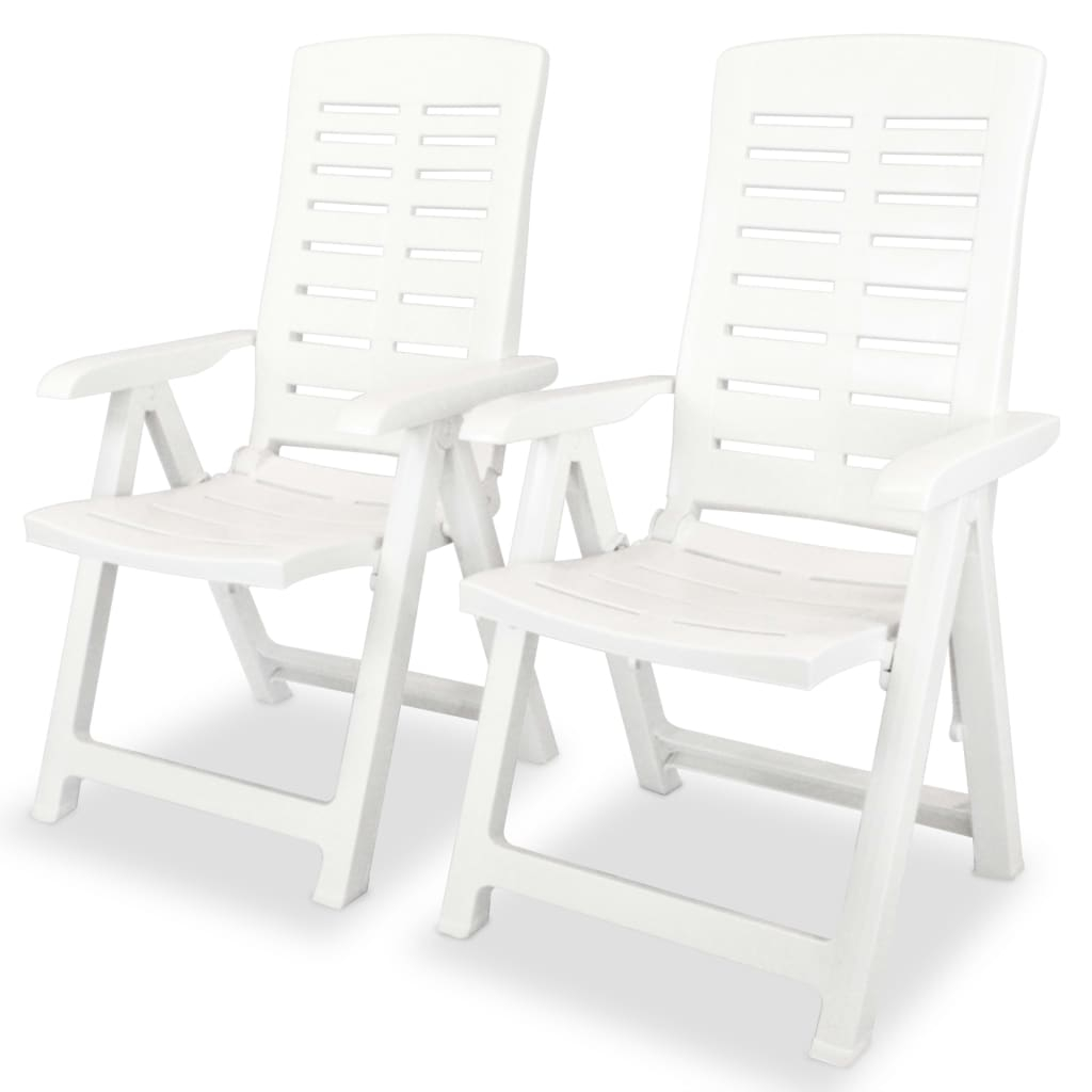 vidaXL sillas de jardín reclinables 2 unidades plástico blanco