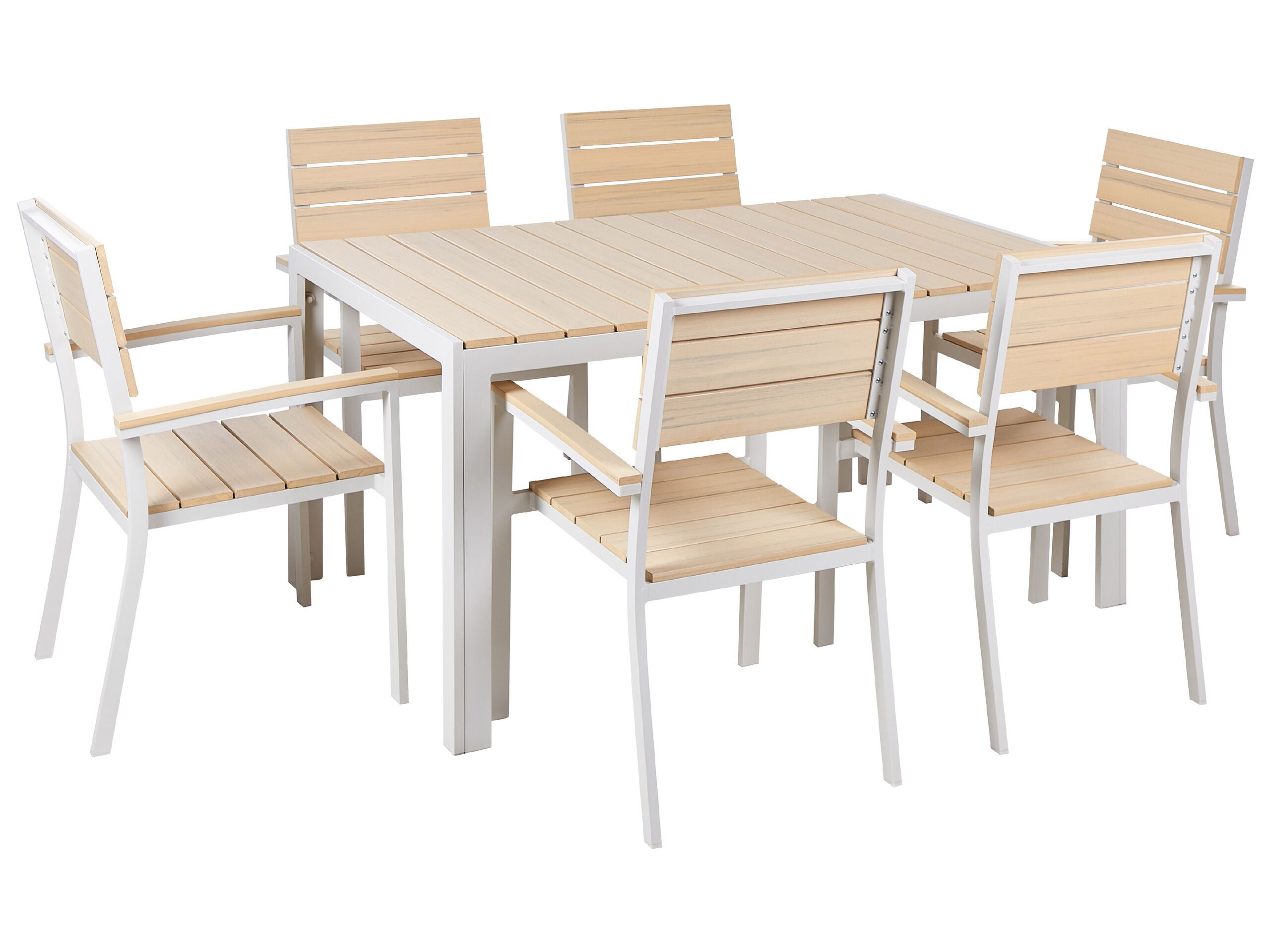 Conjunto de comedor exterior 6 plazas como beige