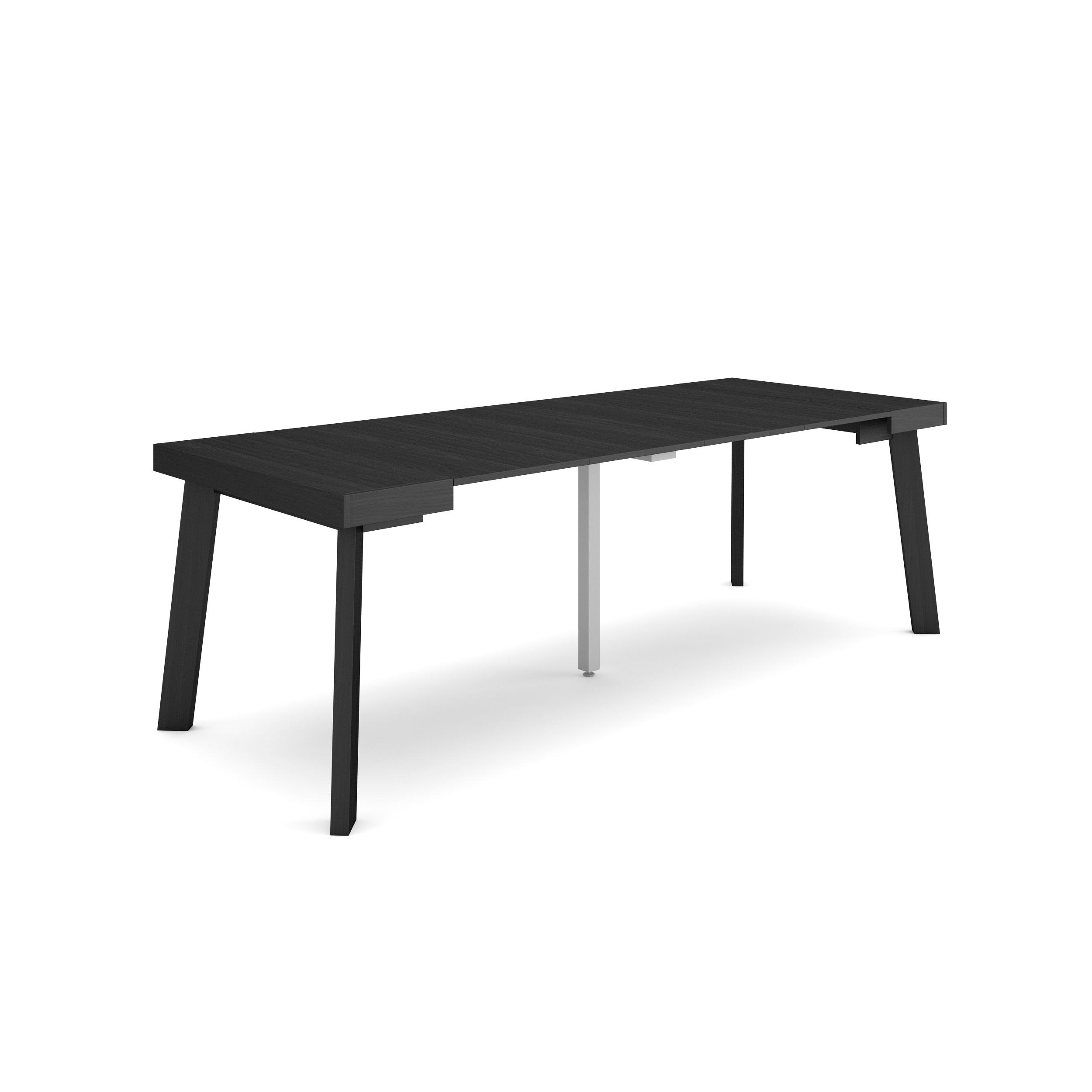 Mesa consola extensible, 58/222x90x73cm, negro, patas de madera rf3079