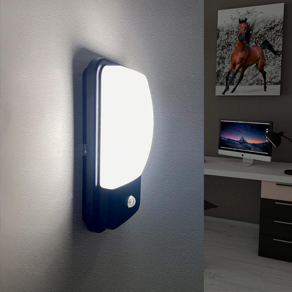 Aplique exterior con sensor de movimiento, 20w, negro, ip65, cct