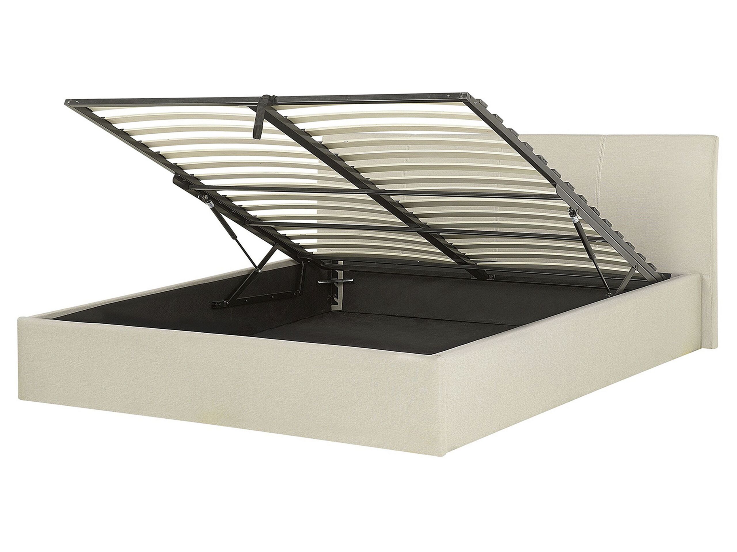 Cama con almacenaje orbey tela beige claro 160 x 200 cm