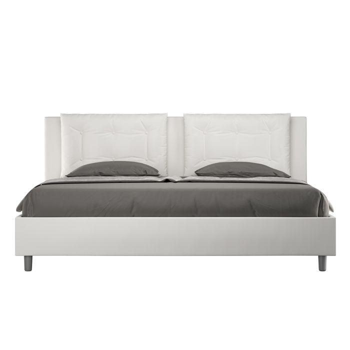 Cama con arcón 180x190 - tapizado blanco pu - 195x202 cm