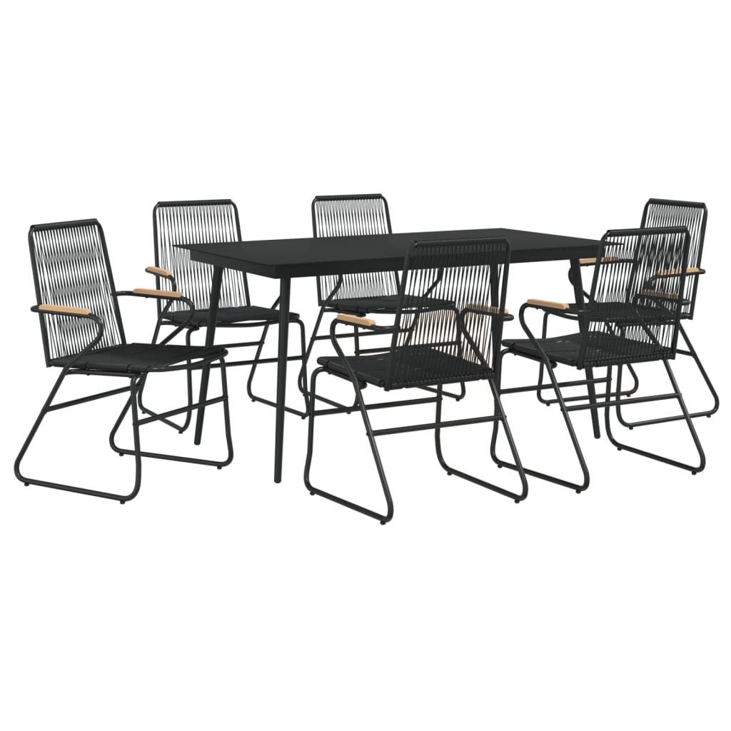 vidaXL juego de comedor para jardín 7 piezas ratán PVC negro