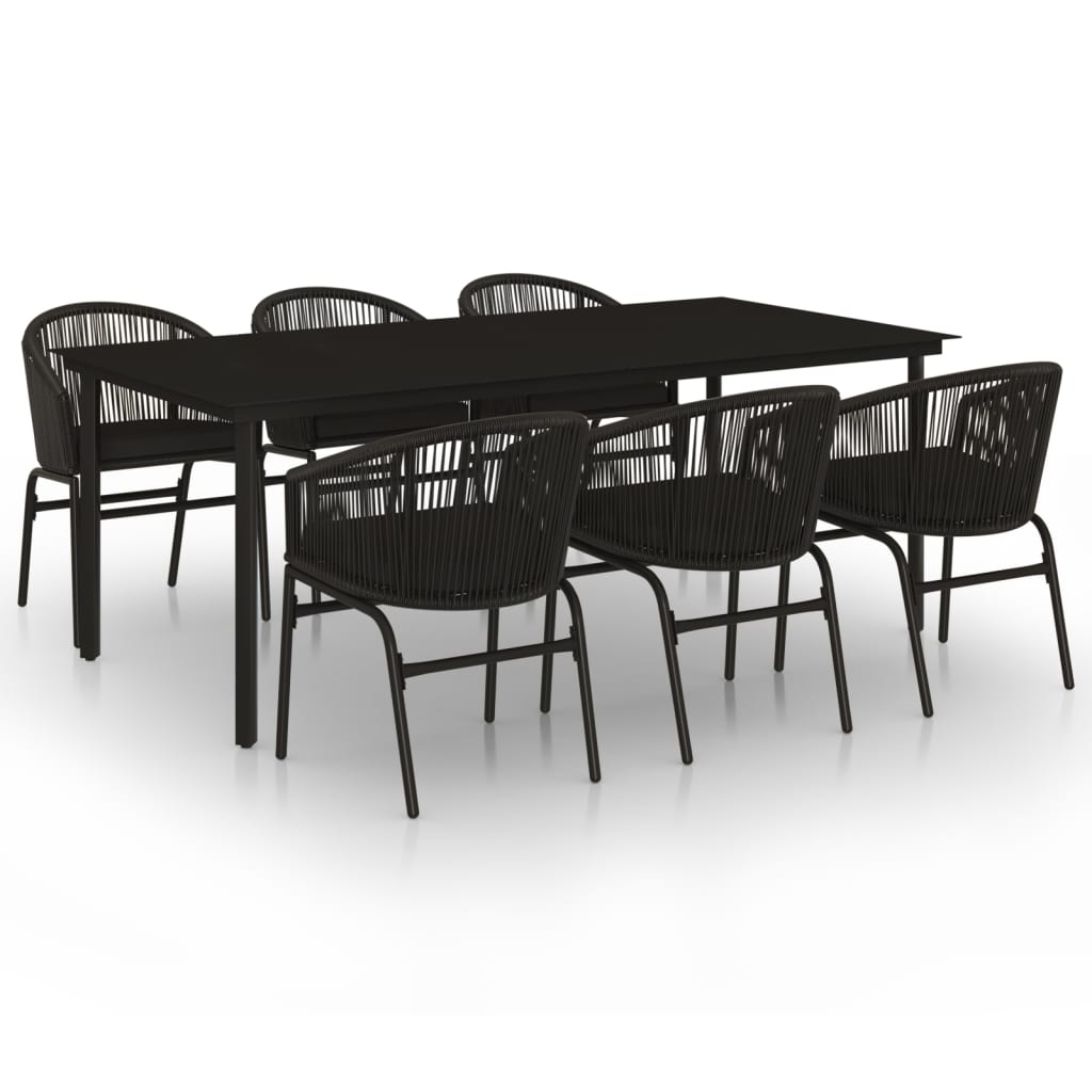 vidaXL juego de comedor para jardín 7 piezas negro
