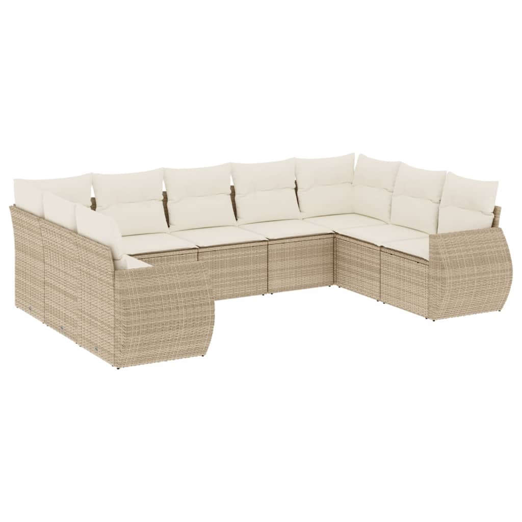 vidaXL set de sofás de jardín 9 pzas con cojines ratán sintético beige