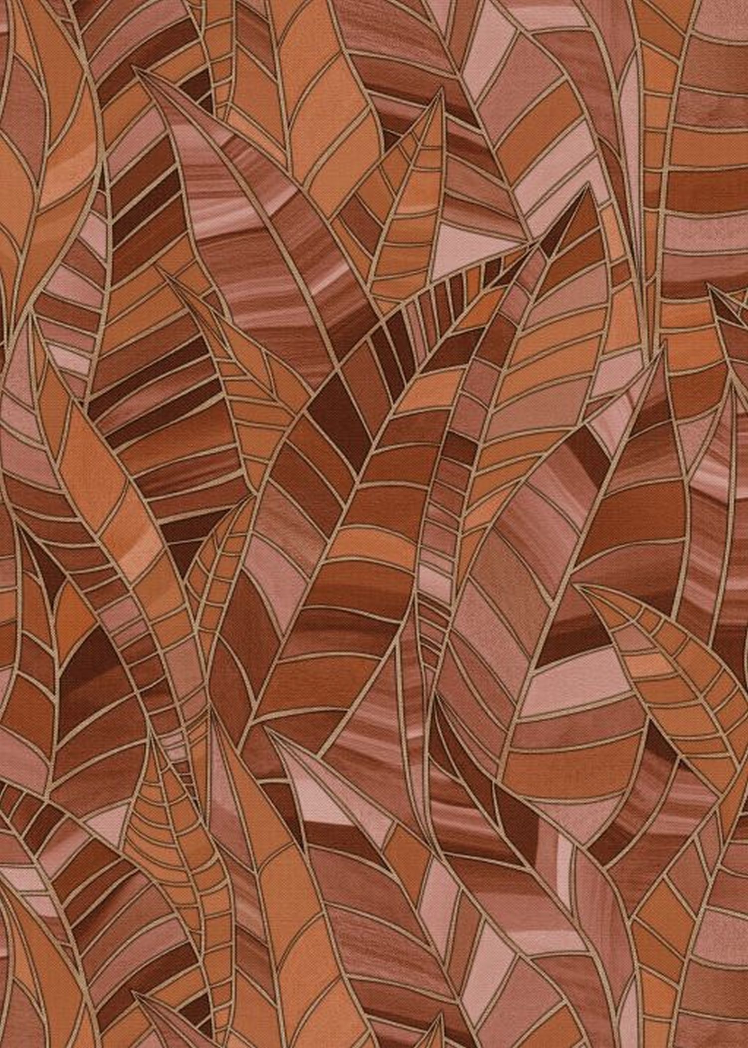Erismann papel pintado hojas tropicales rojo barro cocido - 53 cm x 10.05 m