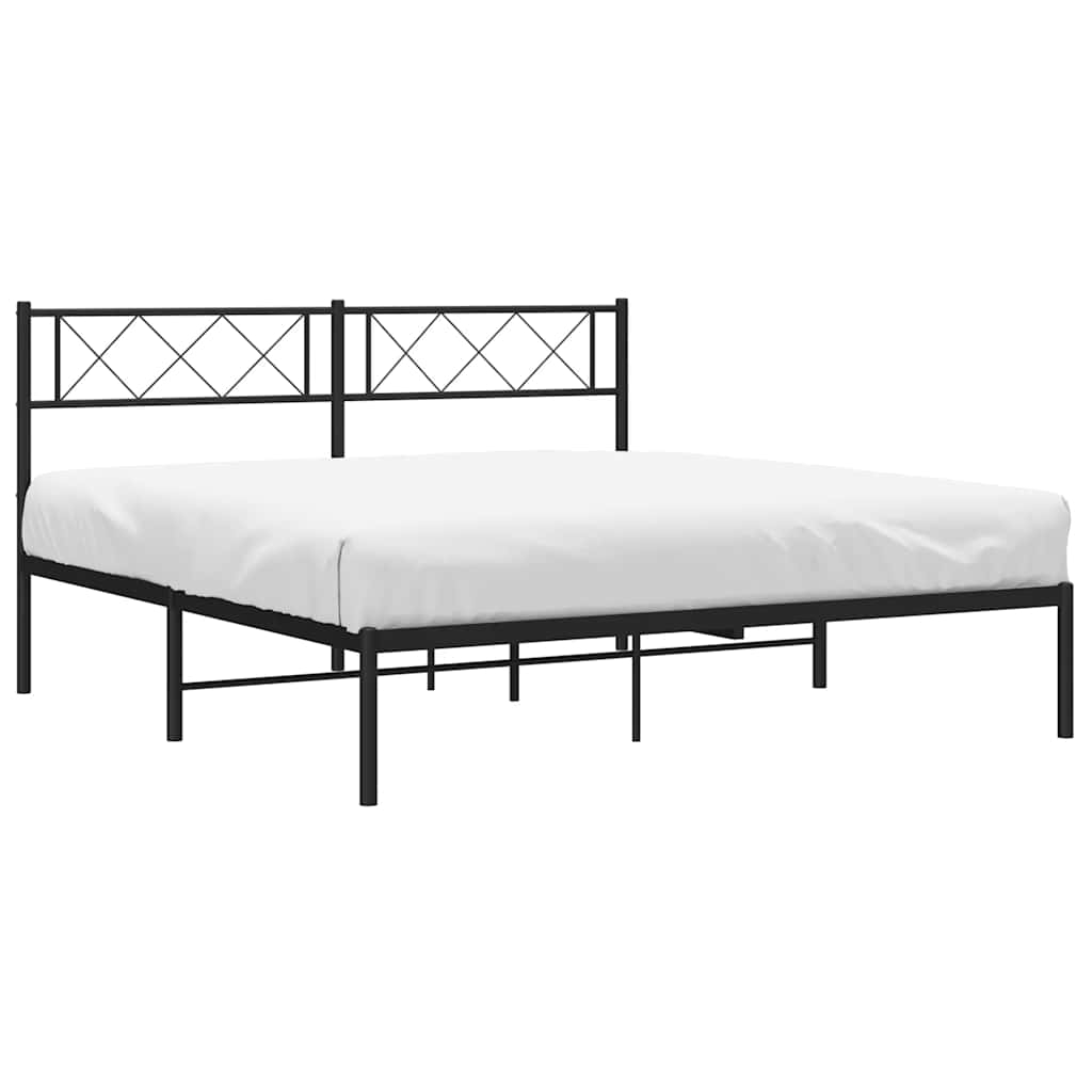 vidaXL estructura cama sin colchón con cabecero metal negro 135x190 cm