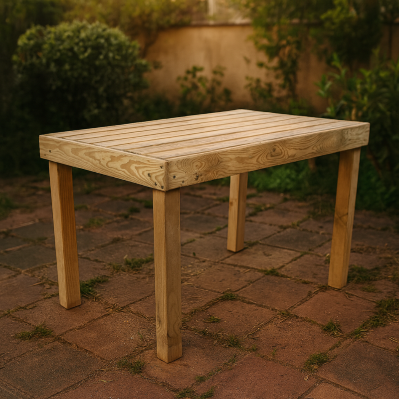 Mesa de jardín madera tratada para exterior 120x76x76 cm - vidahuerto