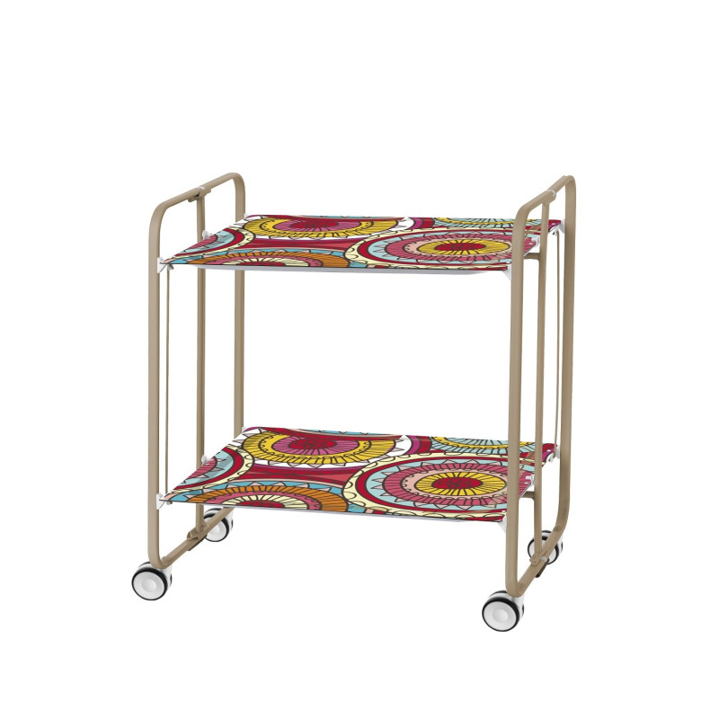 Carrito auxiliar con ruedas bauhaus armazón metálico color arena,2 bandejas