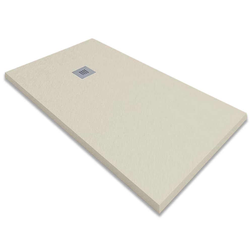 Plato ducha resina | válvula desagüe y rejilla | beige | 100 x 100cm