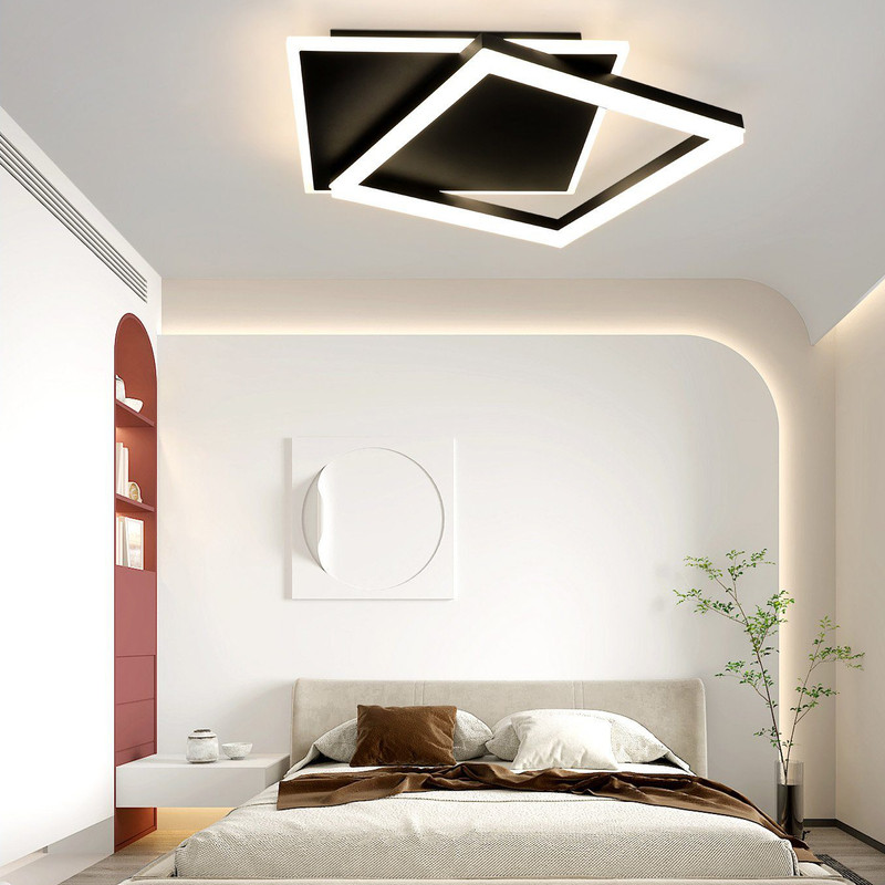 Nettlife plafon de techo LED dormitorio negro regulable 42w moderno con