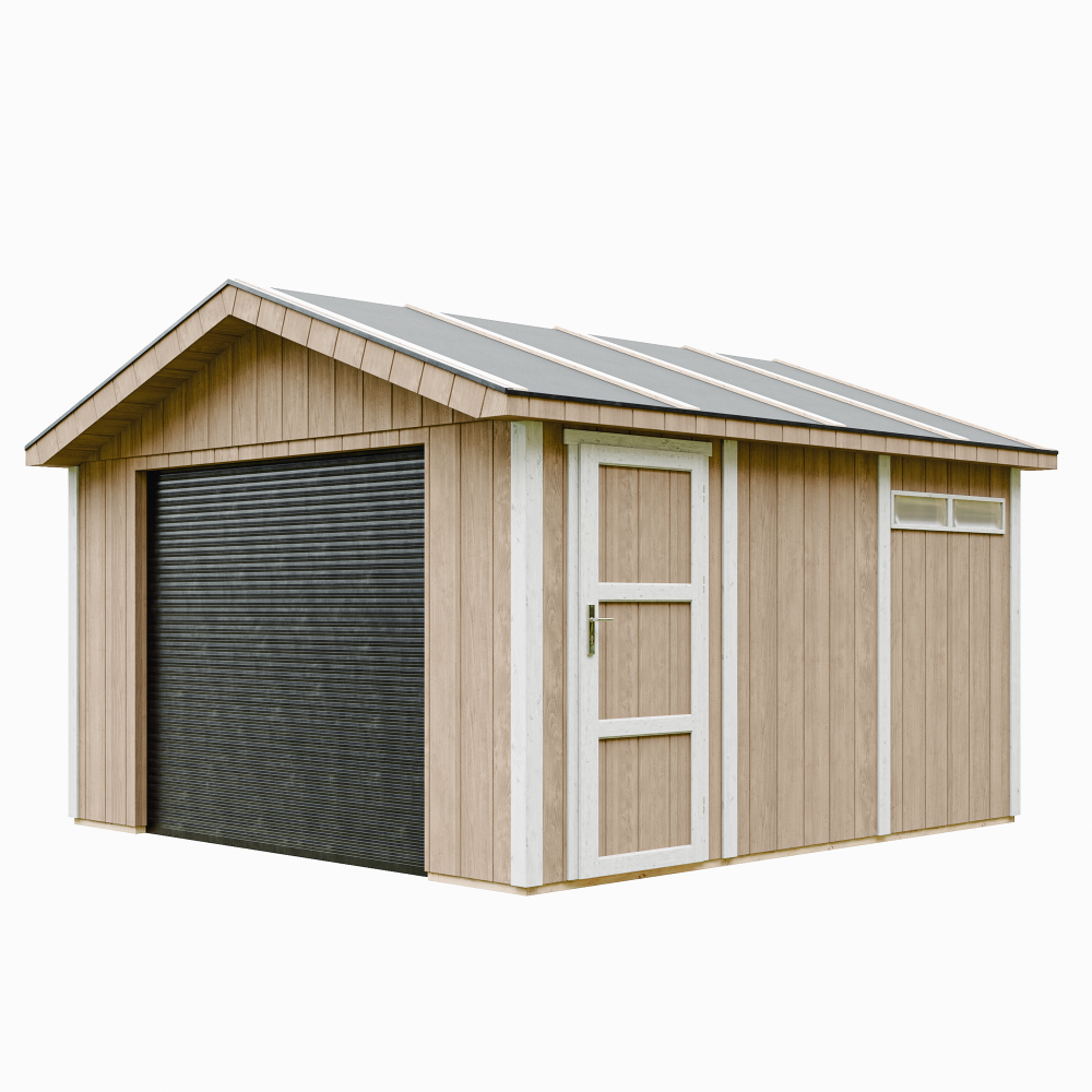 Garaje Timbela m990b-terra brown, 13 m², premium, 378×412 cm