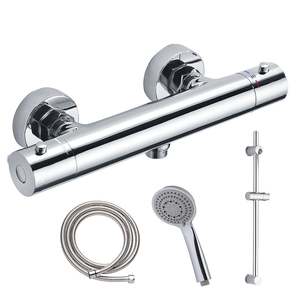 Kibath grifo de ducha con barra de ducha termostático orte cromo brillo