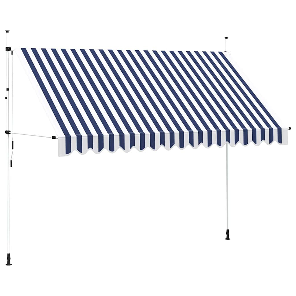 vidaXL toldo manual retráctil 350 cm azul y blanco a rayas