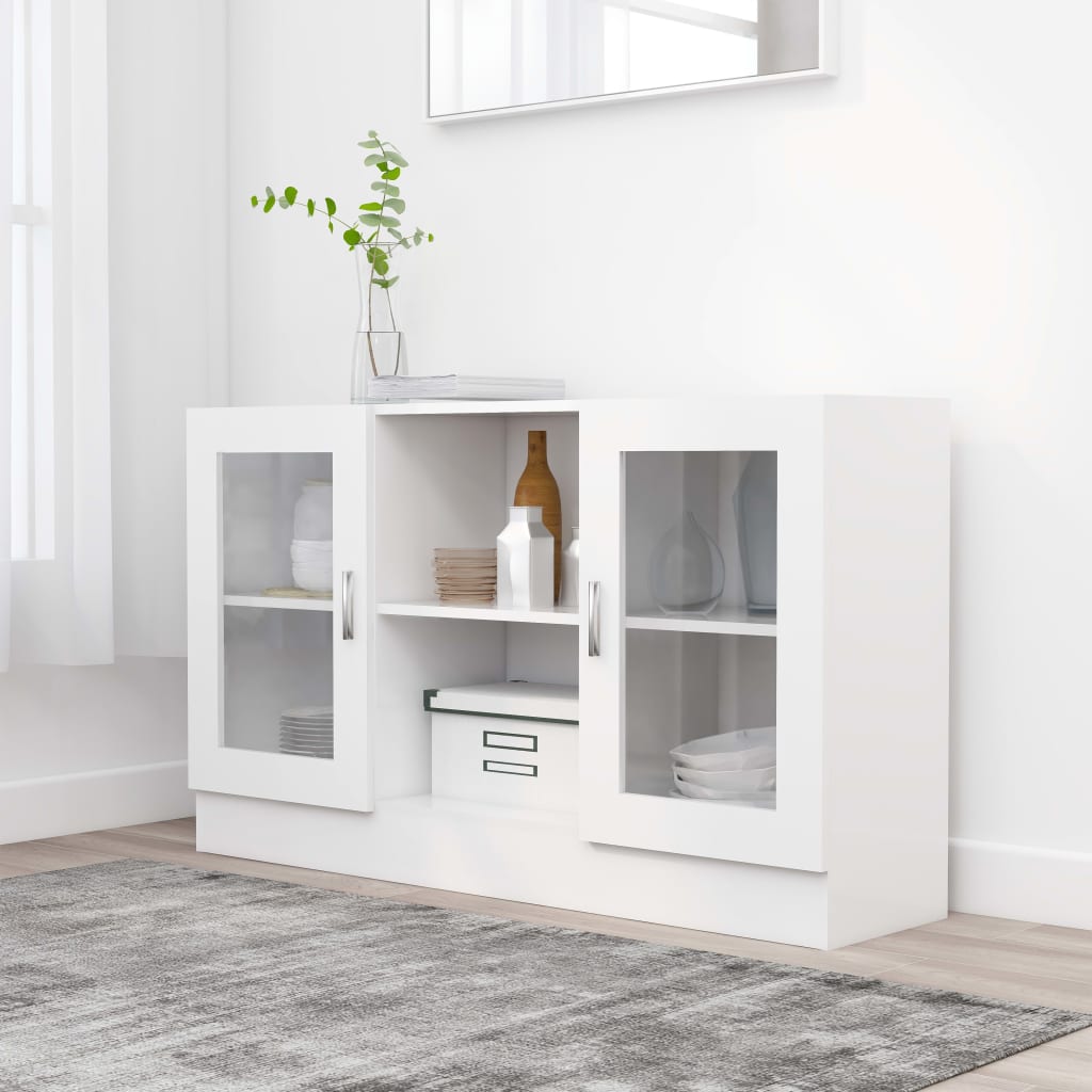Vitrina de madera ingeniería blanca 120x30,5x70 cm oif373242