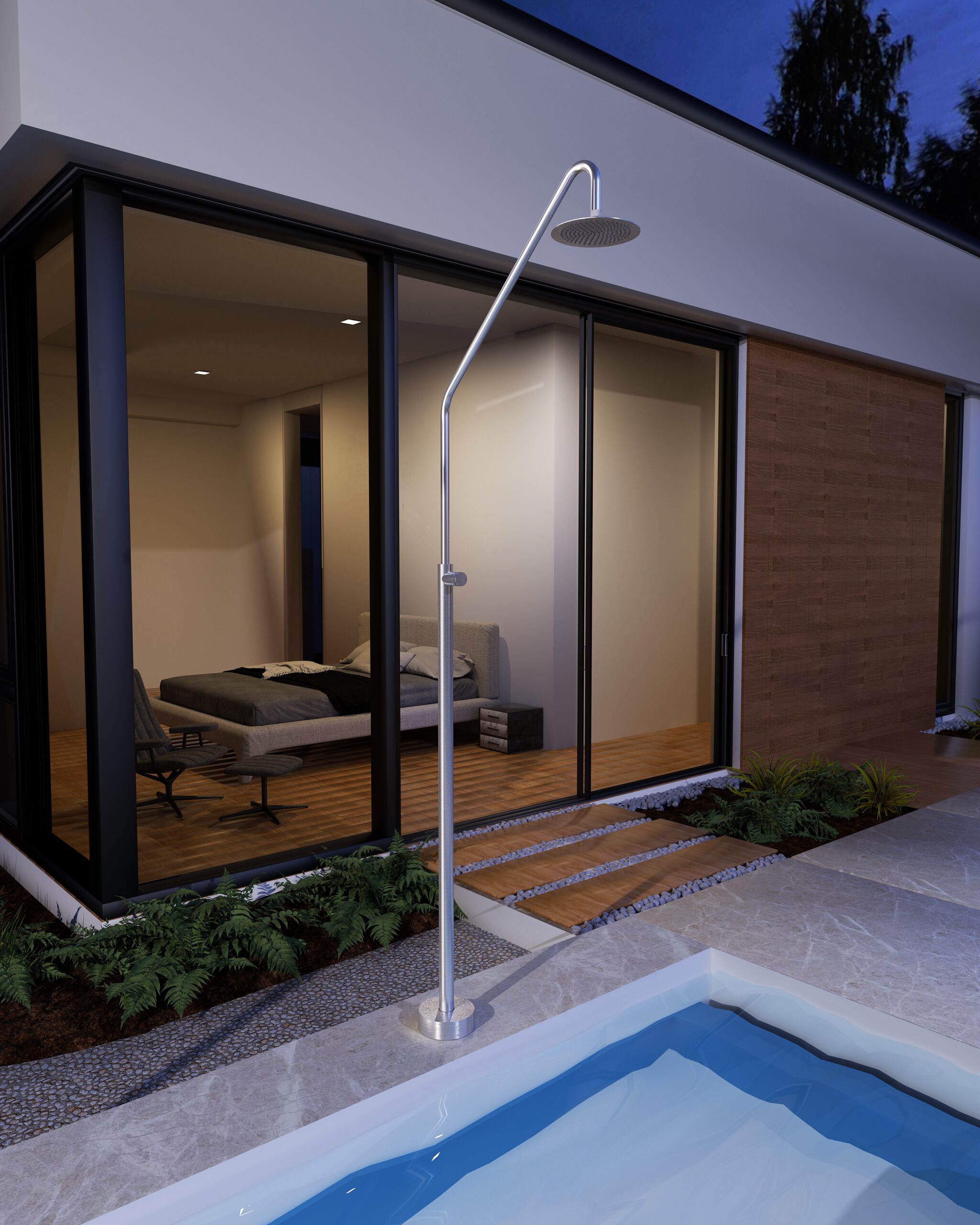 Ducha de piscina alaska en acero inox | poolimex