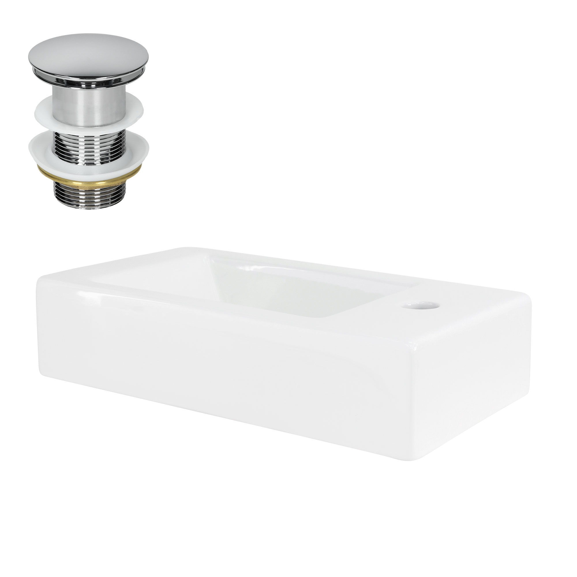 Lavabo incl. Desagüe sin rebosadero 46x26x11 cm ceramica blanca
