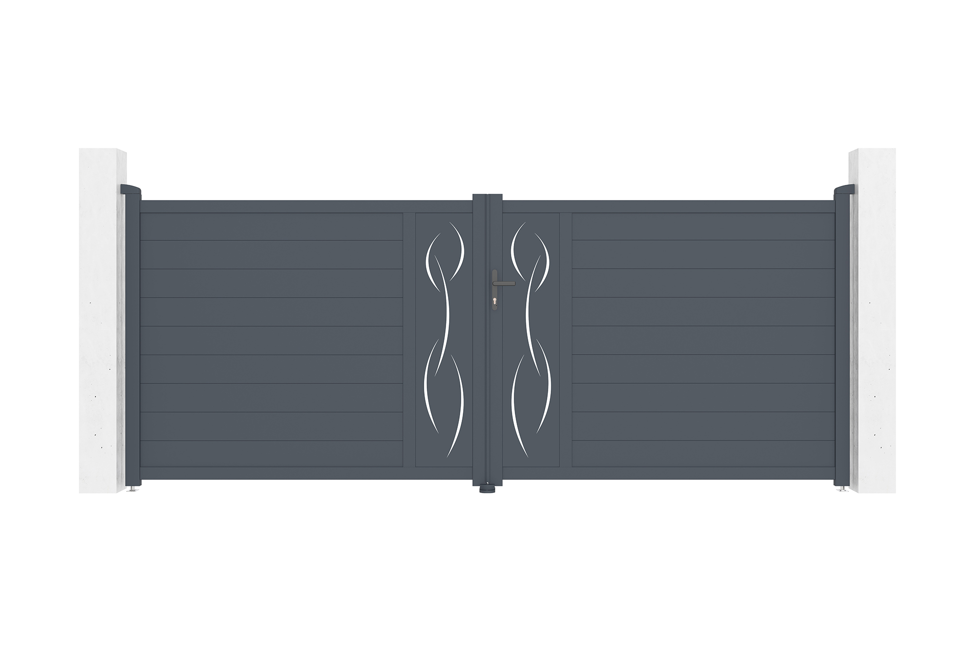 Puerta abatible 4m life al.160cm aluminio gris + 2 postes 20x20cm al.190cm