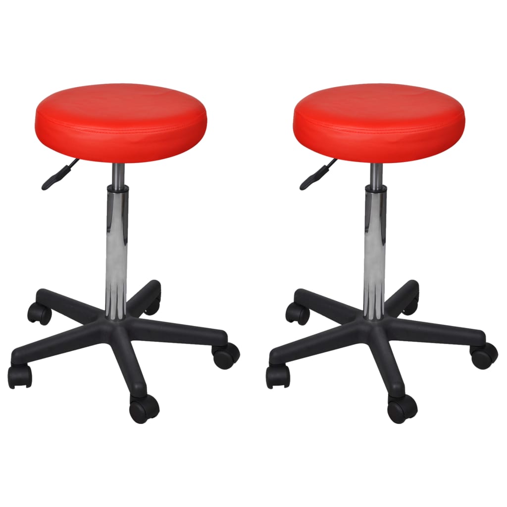 Taburetes de oficina 2 uds cuero sintético rojo oif165197