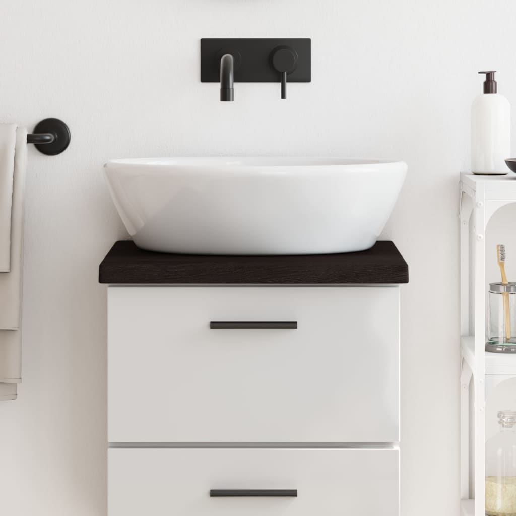 Encimera baño madera maciza tratada marrón oscuro 40x40x(2-4)cm eerf2595