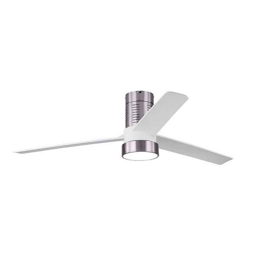 Ventilador TEO niquel aspas blancas, motor DC y led 24w FABRILAMP