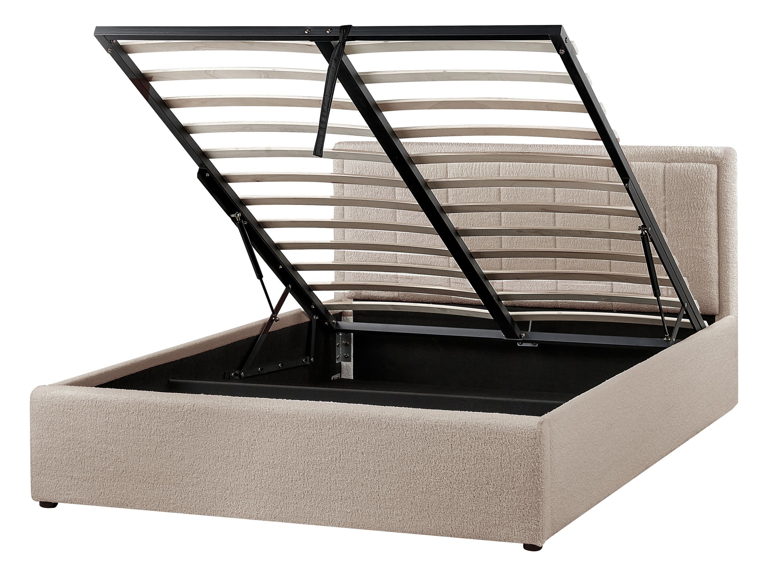 Cama con almacenaje montlaur bouclé gris pardo 140 x 200 cm