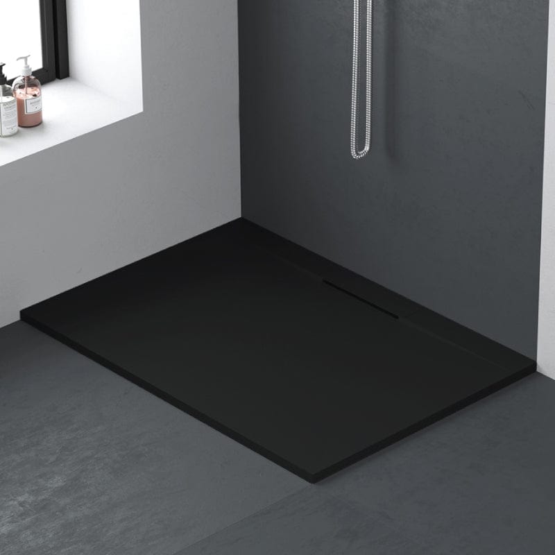 Plato de ducha resina lyra negro 90x100cm rejilla color