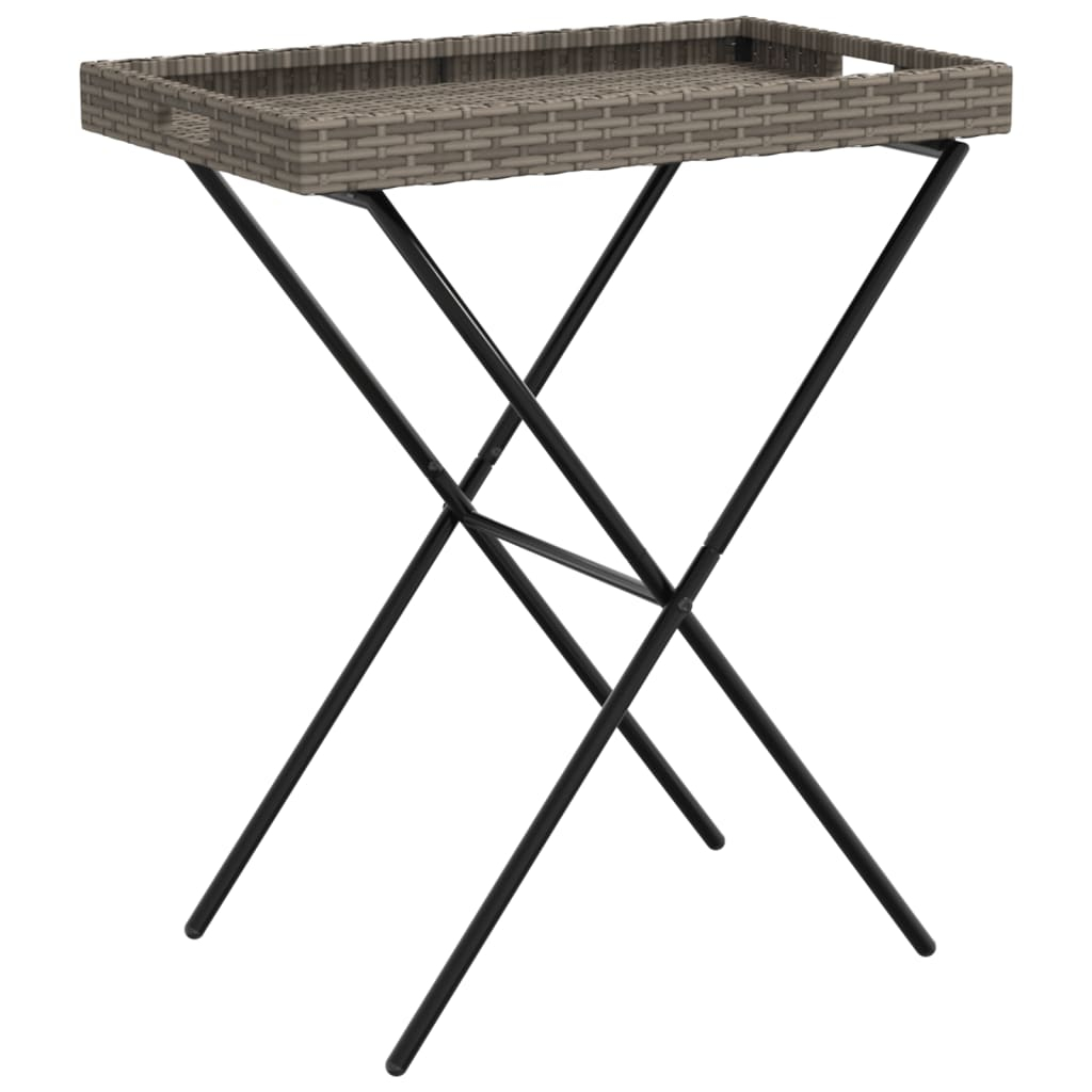 vidaXL mesa con bandeja plegable ratán sintético gris 65x40x75 cm