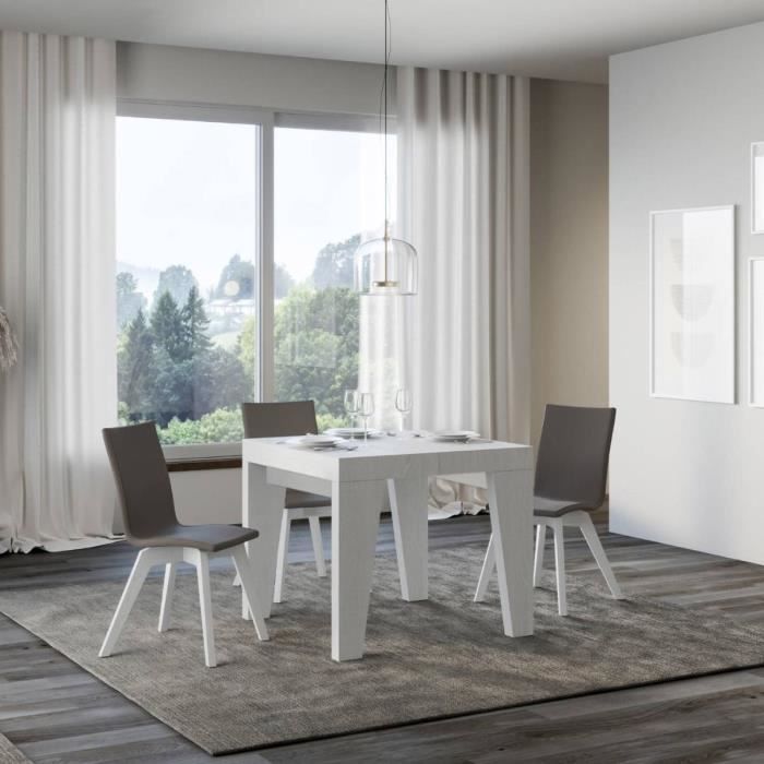 Mesa extensible cuadrada - blanco - 90x90 cm
