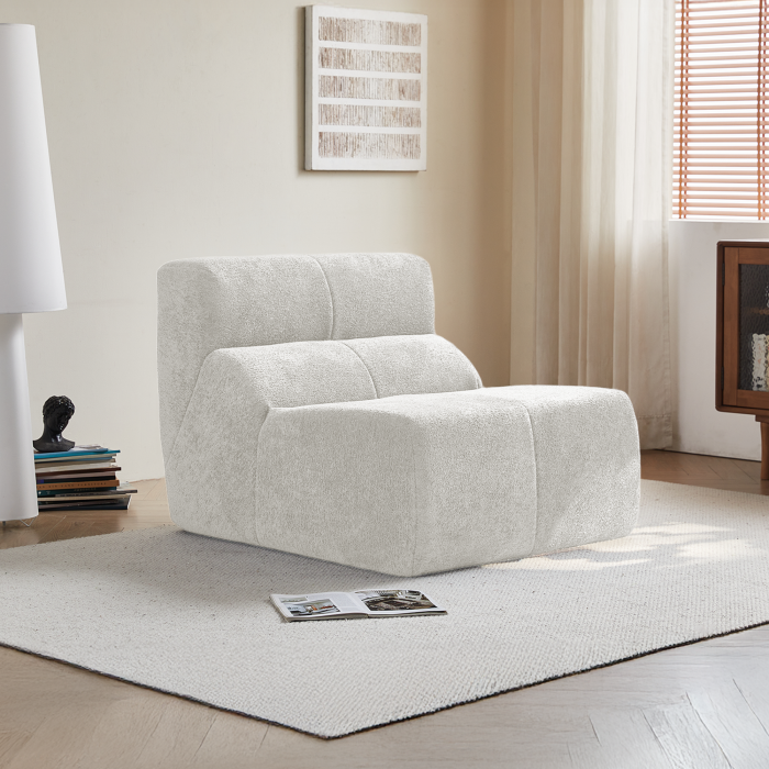 Sillón individual terciopelo blanco 1 plaza ergonómico sin montaje