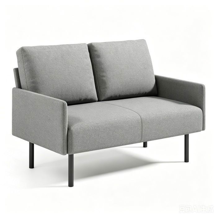 Sofá moderno 2 plazas gris de tela - 122x76x90 cm
