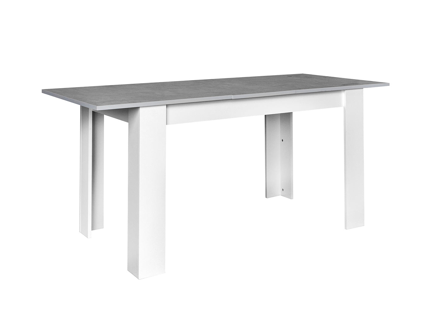 Mesa extensible de comedor o cocina miramy 178cm, blanco y cemento