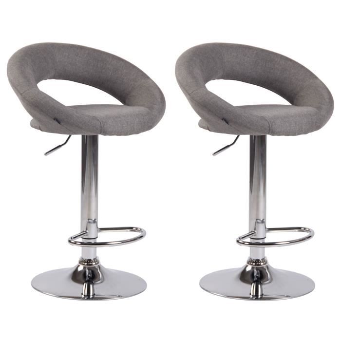 Taburete de bar regulable - lote 2 - tela gris